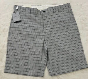 Greg Norman Mens Golf Shorts Size 36 Gray Plaid Stretch Performance NWT Golfing